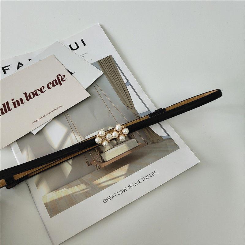 

Sophisticated Waist Pearl Cinch Belt For Dresses Simple Elegant Accessory For Women In Brown Black StyleA