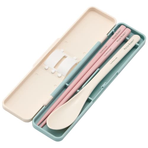 Skater Chopstick Spoon Combination Set 18cm Antibacterial Treated Lunch Box for Adults Comes with Silicone Cushion and Doesn't Make a Sound Made in Ja