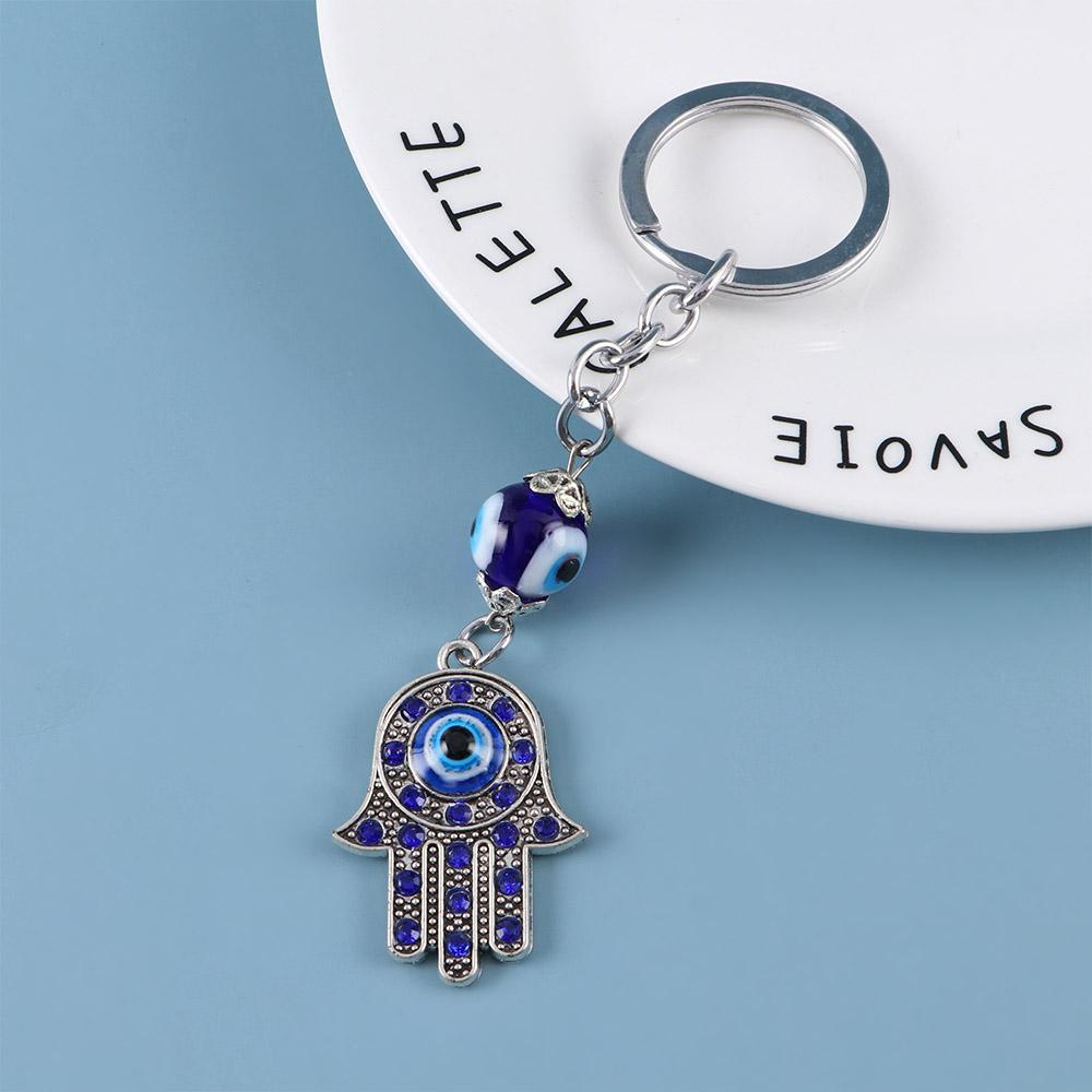Pendant Car Keyrings Blue Good Luck Key Holder Evil Eye Hamsa Keychain Protection Charm Fatima Hand