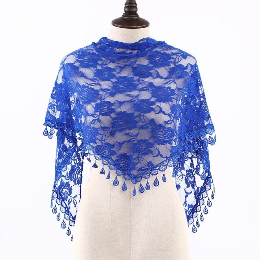 Sun Protection Printed Wraps Colorful Flower Triangle Headband Elegant Lace Scarf Holiday