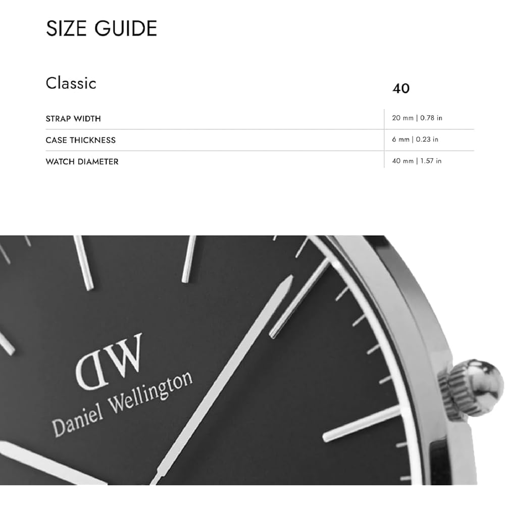 Daniel Wellington Classic Black Cornwall Men's Watch 40mm Stylish Business Timepiece Black