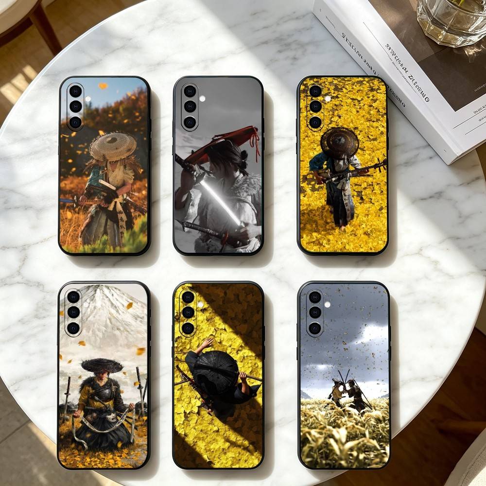 G-Ghost of Yotei Atsu J-Jin S-Sakai Handyhülle Schwarzes Silikon Weich Für Samsung Galaxy A73,A72,A71,A70,A53,A52,A51
