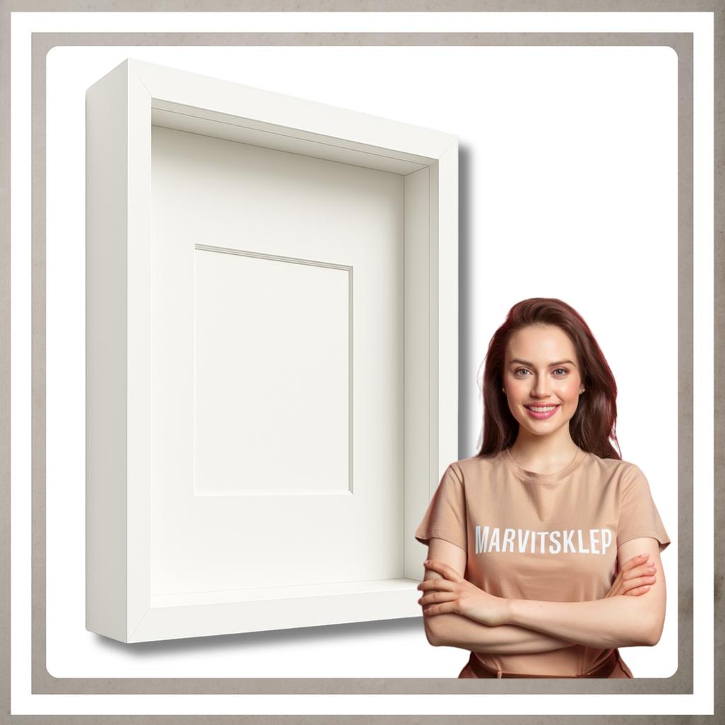 Hluboký rámeček box 3D 35x45 cm pro mechové řemesla na fotografie barva bílá
