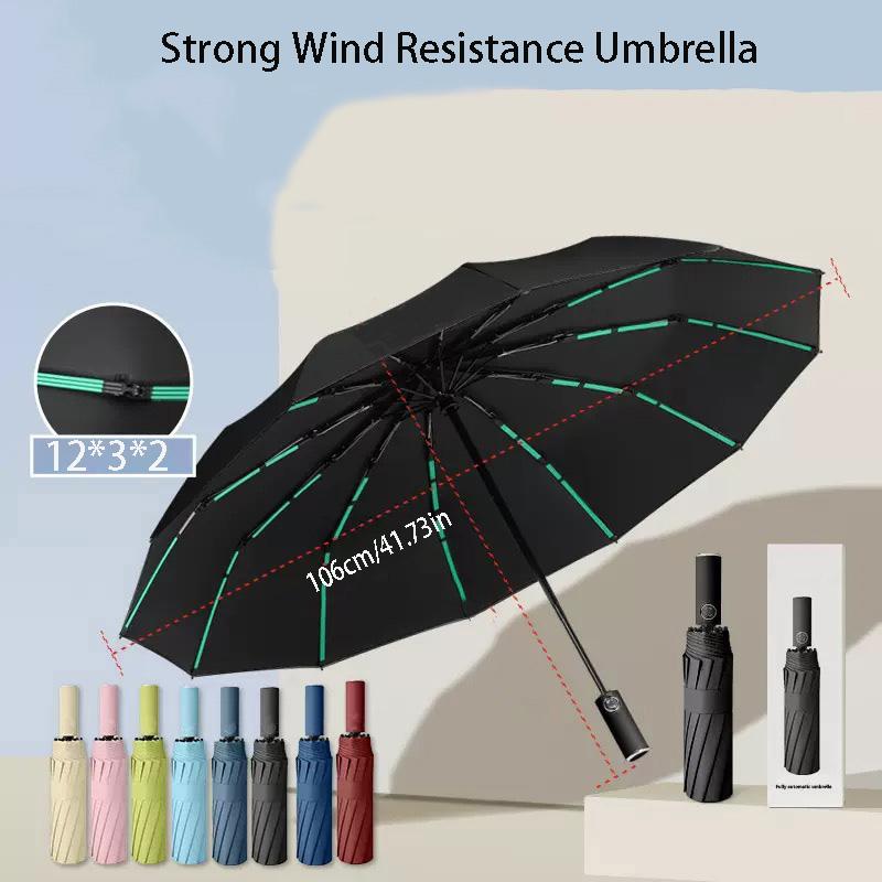 12 Ribs/60 Bone Reinforced Strong Windproof Automatic Umbrella Waterproof Sunproof Anti-UV Folding Umbrellas Men Women Parasol