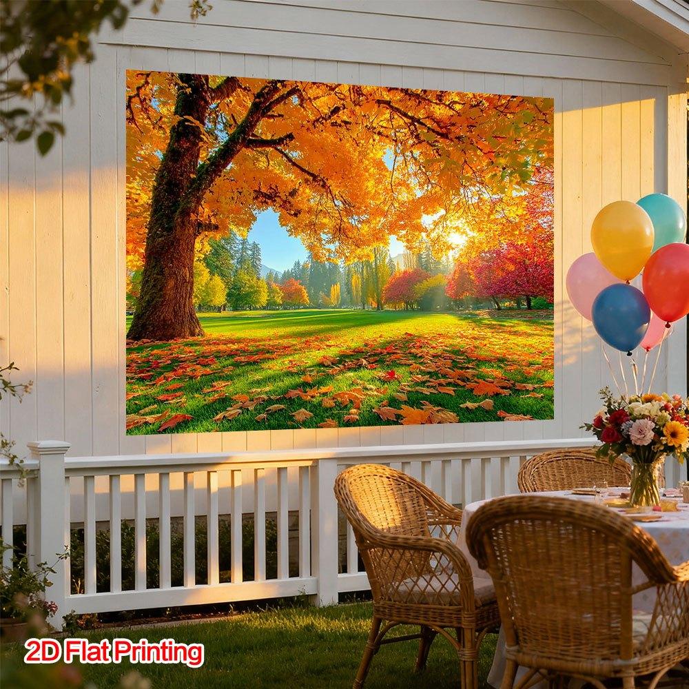 A two-dimensional plan depicting the autumn forest scenery