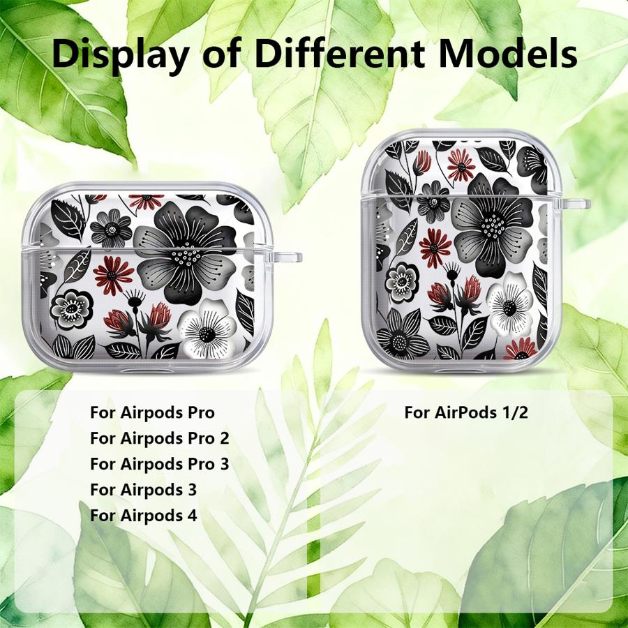 Clear Earphone Cases Cover Case For Airpods Pro2 4 Pro 3 2 Pro3 1 Minimalist Flowers
