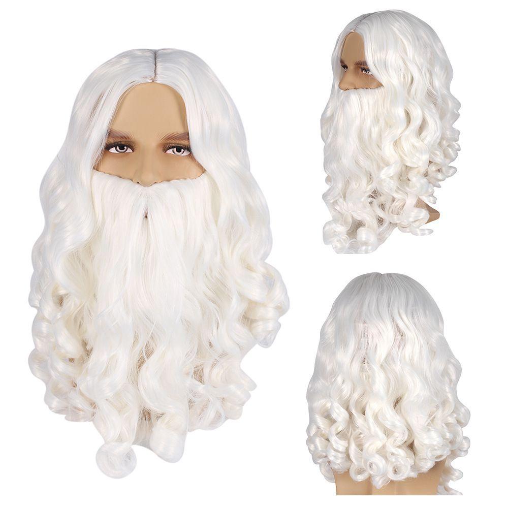 Christmas Claus Santa Beard Wig Adult Cosplay Costume Accessory Party Hair Curly