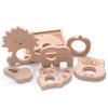 1Pcs Wooden Rodent Teethers Baby Cartoon Animals Rainbow Ice Cream Beech Teether Pendant For Baby Pacifier Chain Nurse Gifts Toy
