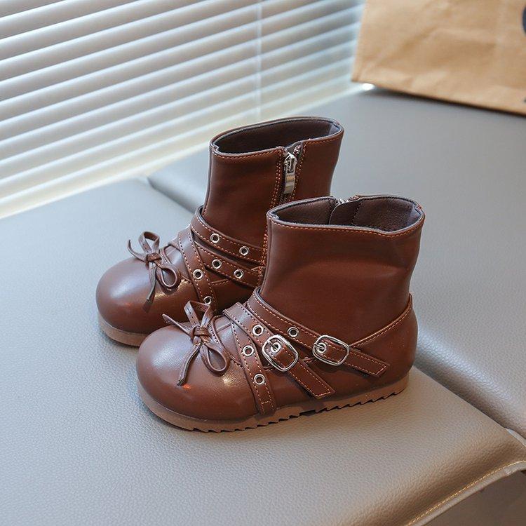 

Трендовые крутые детские ботинки Мартин с бантом, короткие ботинки для девочек, модные одинарные ботинки, кожаные ботинки для девочек, ботинки в британском стиле, в иностранном стиле, осенние 36 yards inner length is about 22 cm коричневый