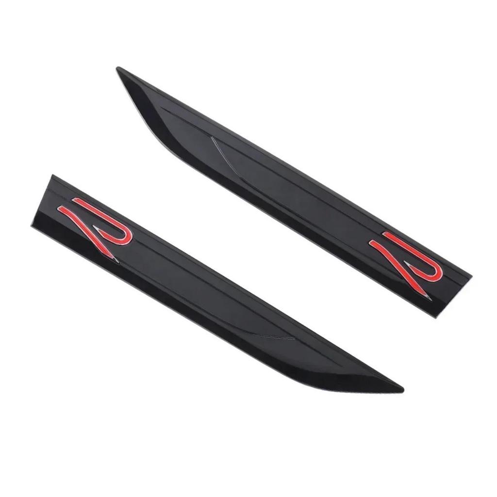 1 Pair ABS R Logo Badge Sticker Side Fender Emblem Decal High-Quality Automotive Exterior Accessories