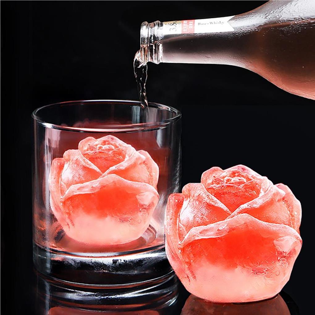 4-Cavity Small Ice Cube Tray Cute Rose Shaped Reusable Durable Waterproof Wear-resistant Ice Cube Mold Kitchen Tool Bars