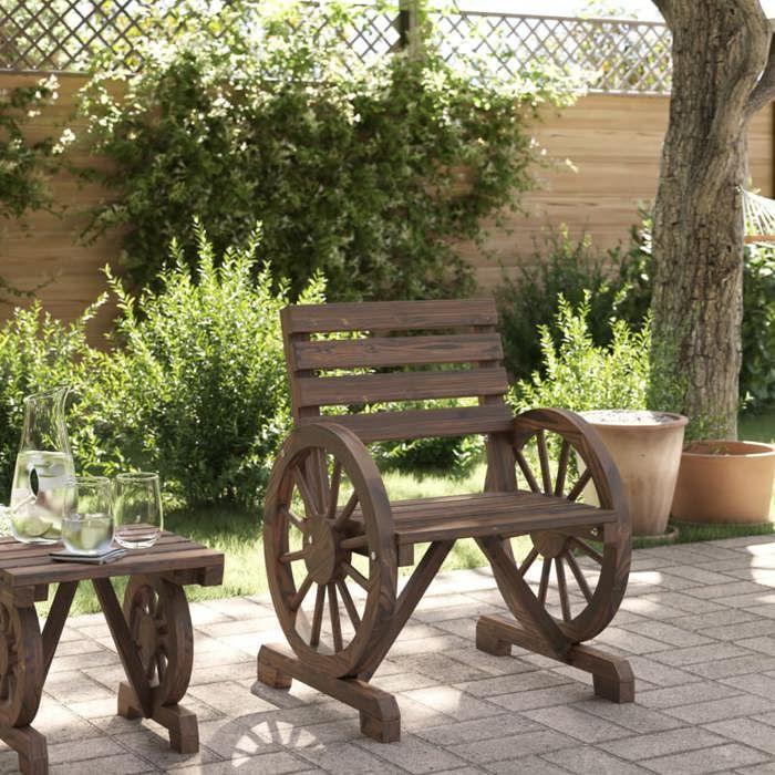 VidaXL Chaises de Jardin, Fauteuils avec Dossier, Sièges avec Accoudoirs, Meubles de Terrasse Balcon Patio Extérieur, Bois 365100