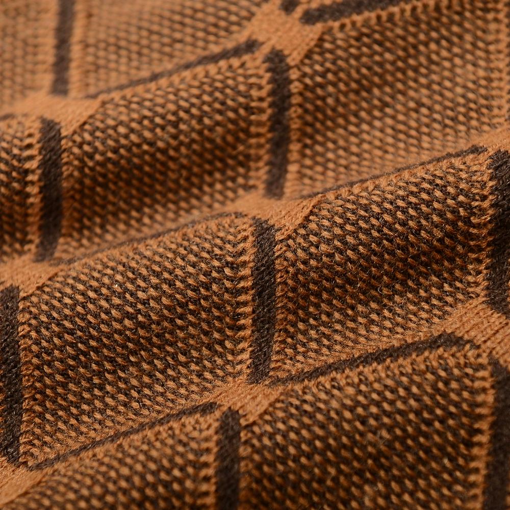 Men's Diamond Plaid Knitted Sweater Long Sleeved Pullover Sweater