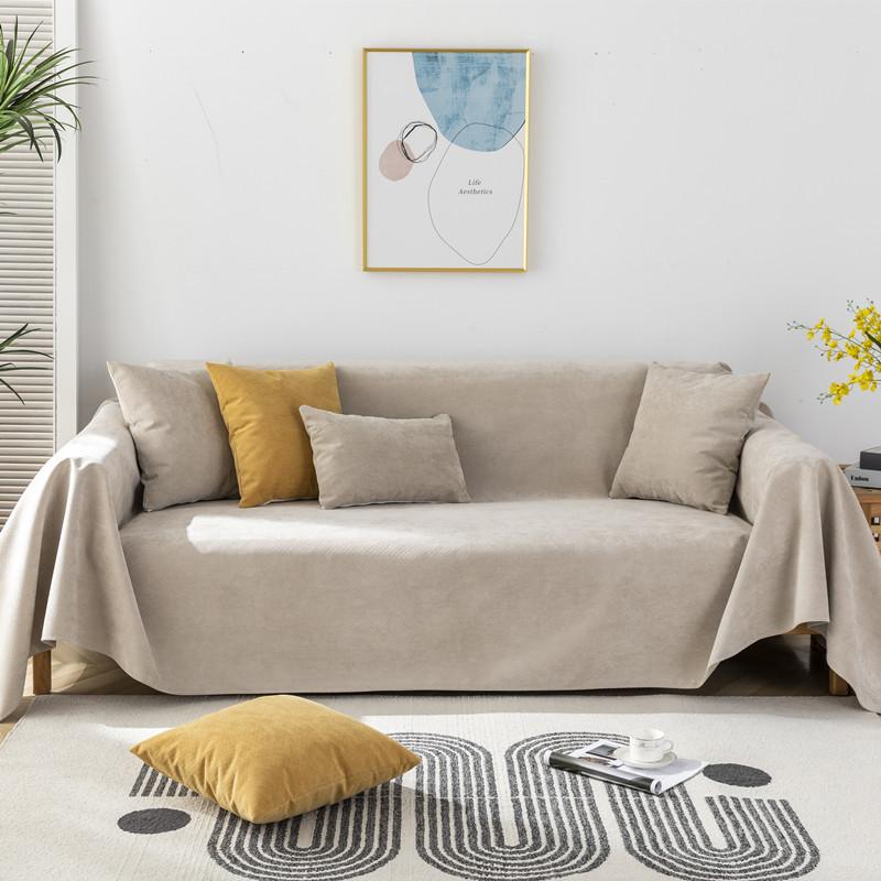 Four Seasons Waterproof Solid Color Cut Velvet Sofa Cover Towel Simple Non-Slip Urine-Proof Anti-Dirty Sofa Towel Covers