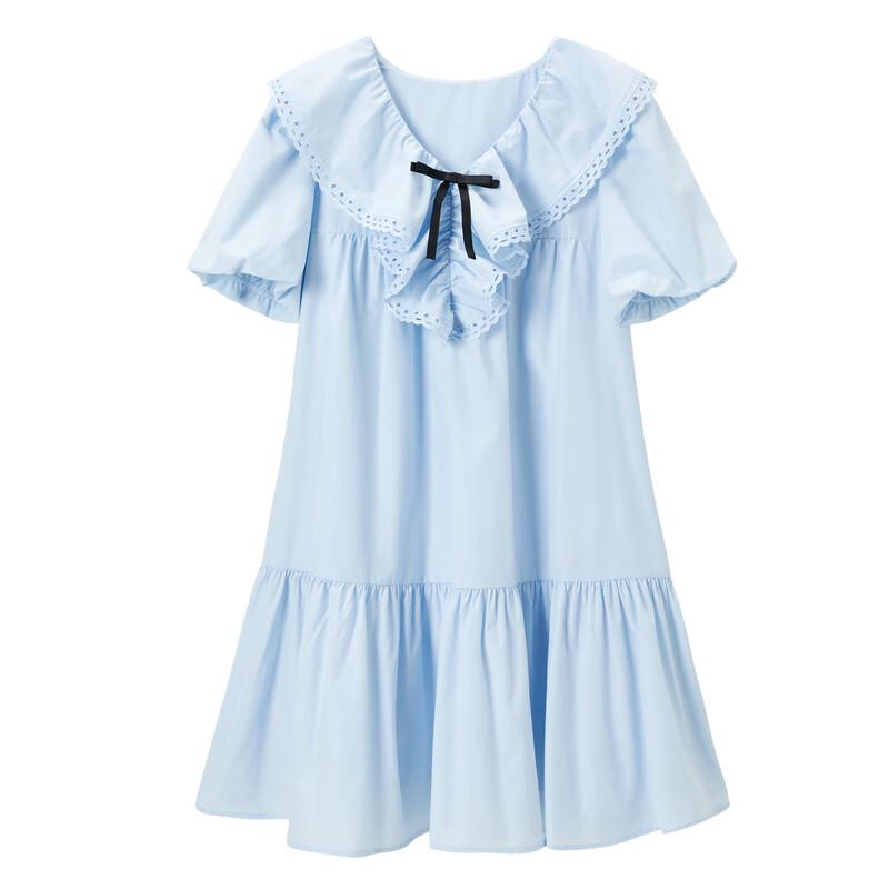 LEDING V-Neck Ruffle Doll Short Sleeve Dress S