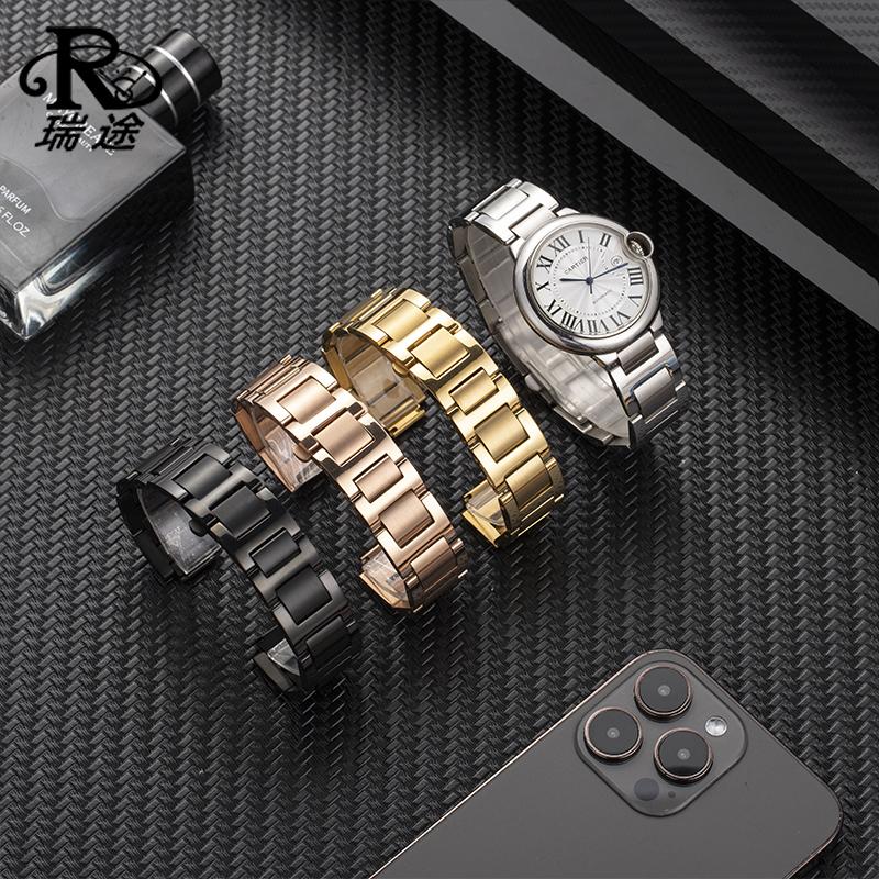 For Cartier Blue Balloon 14.8mm 16.8mm 18.11mm 20.12mm 22.14mm Stainless Steel Watchband Men Women Convex Bracelet Accessories