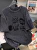 Unisex Vintage Washed Cotton Short Sleeve T-shirt - Trendy European and American Loose Fit