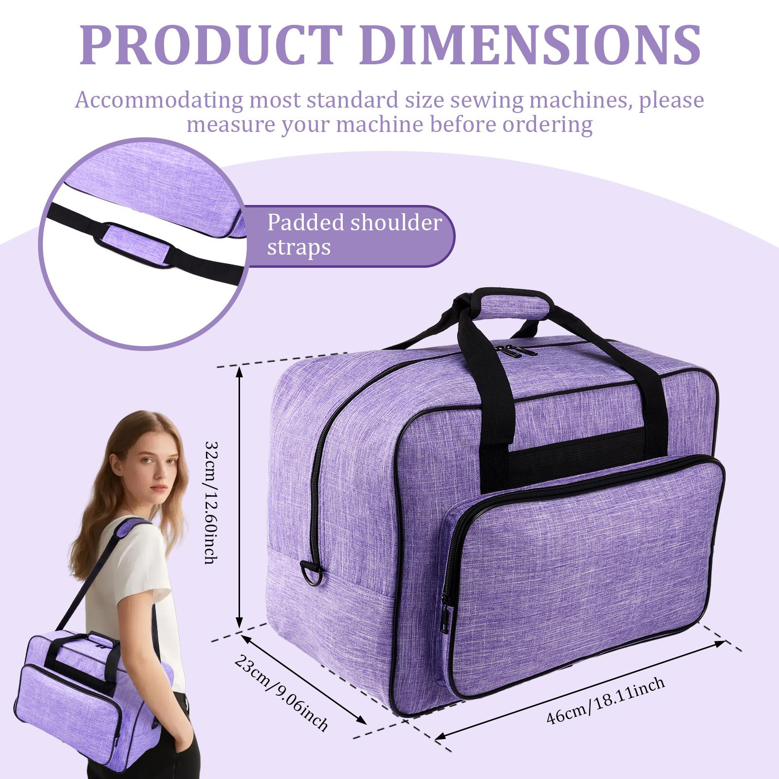

Sewing Machine Carrying Case with Removable Shoulder Strap and Dual Handle Universal Sewing Basket Spacious Storage for Travel фіолетовий