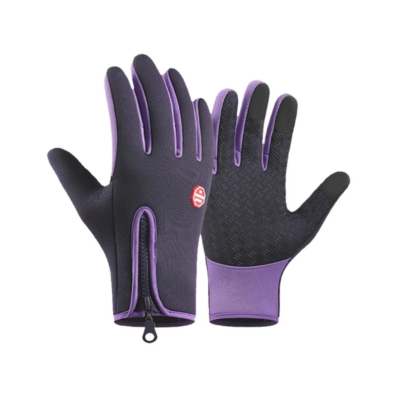 Winter Warm Touchable Screen Enabled Gloves For Men Women Waterproof Design NonSlip Palms Outdoor Sports фиолетовый
