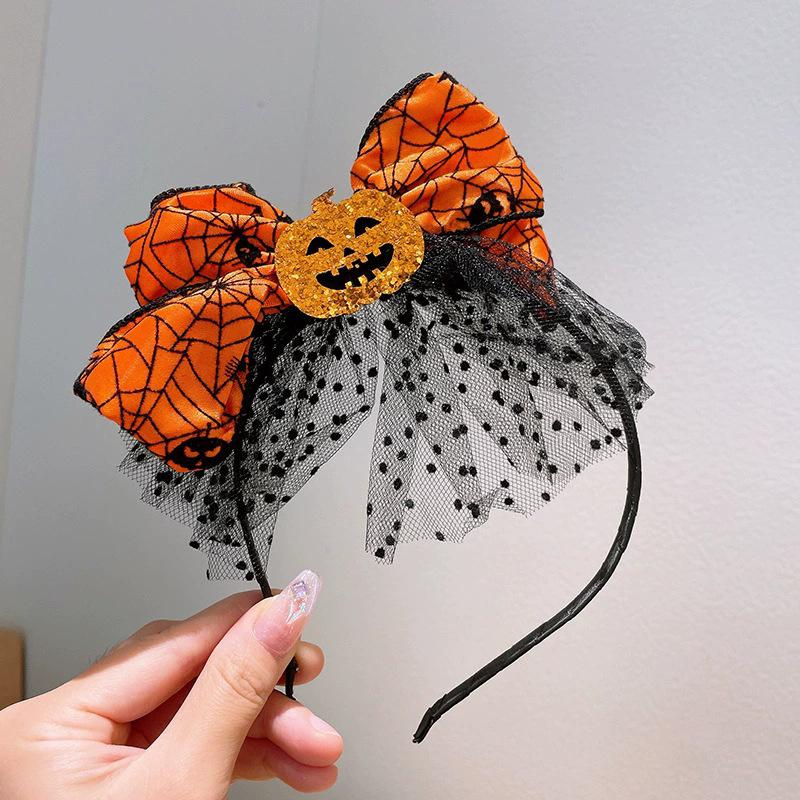 Halloween-Serie~ Kleiner Hexe Kürbiskopf-Haarreif Dunkle Lustige Haarspange Spinne Lustige Spitze Schleife Haarspange