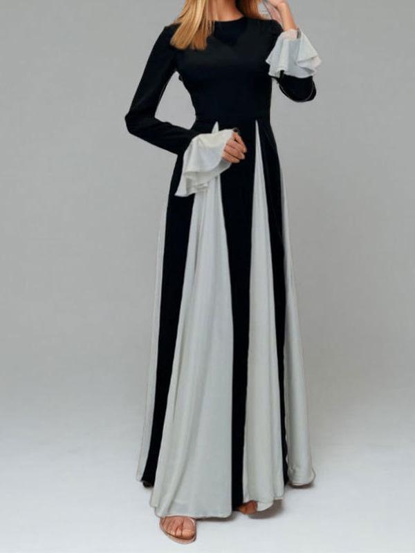 2025 Spring European & American Sling Colorblock Loose Swing Waist-Hugging Dress for Women