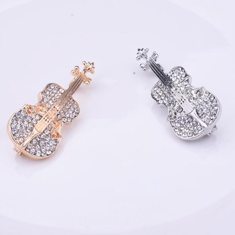 Violin Glänsande Brosch För Kvinnor Klädtillbehör Smycken