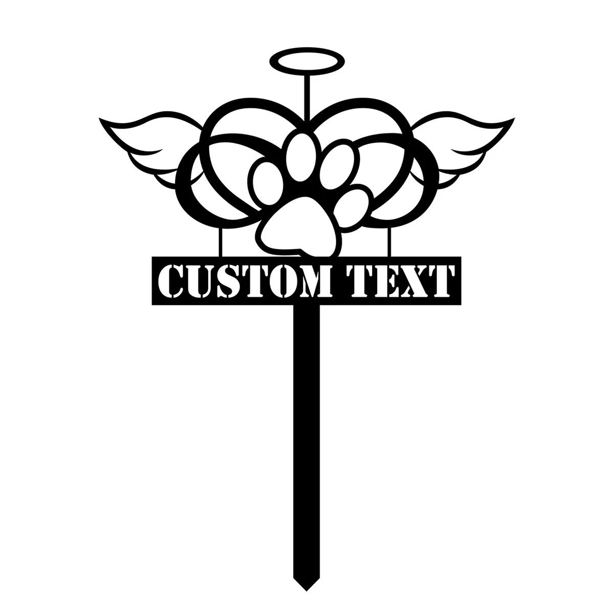

Metal Dog Memorial Stake with Angel Wings for Garden Grave Yard чёрный
