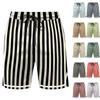 Herren Netz-Sportshorts Atmungsaktiv Streifenmuster Kordelzug Taille Lockerer Schnitt Leichte Sportshorts für den Sommer