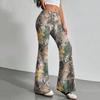 Damen Mode Lockerer Tunnelzug Taille Print Lässige Sporthosen Lässige Schlaghosen