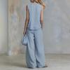 Completo casual da donna senza maniche con scollo a V per Primavera/Estate
