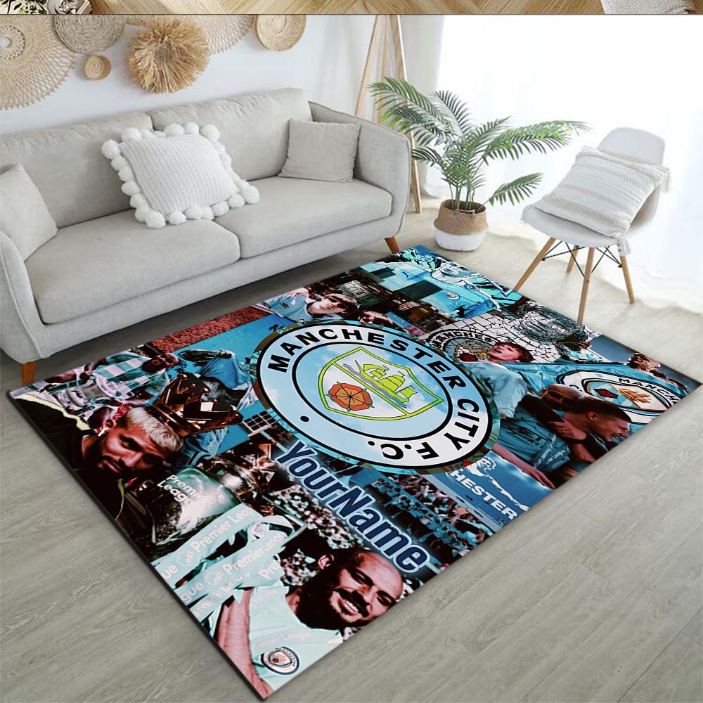 Manchester City Personalized Text Floor Rug Office Rug Design for Decorate room Living Rooms Kitchen Playrooms Anti-slip Rug Anime Office Decor