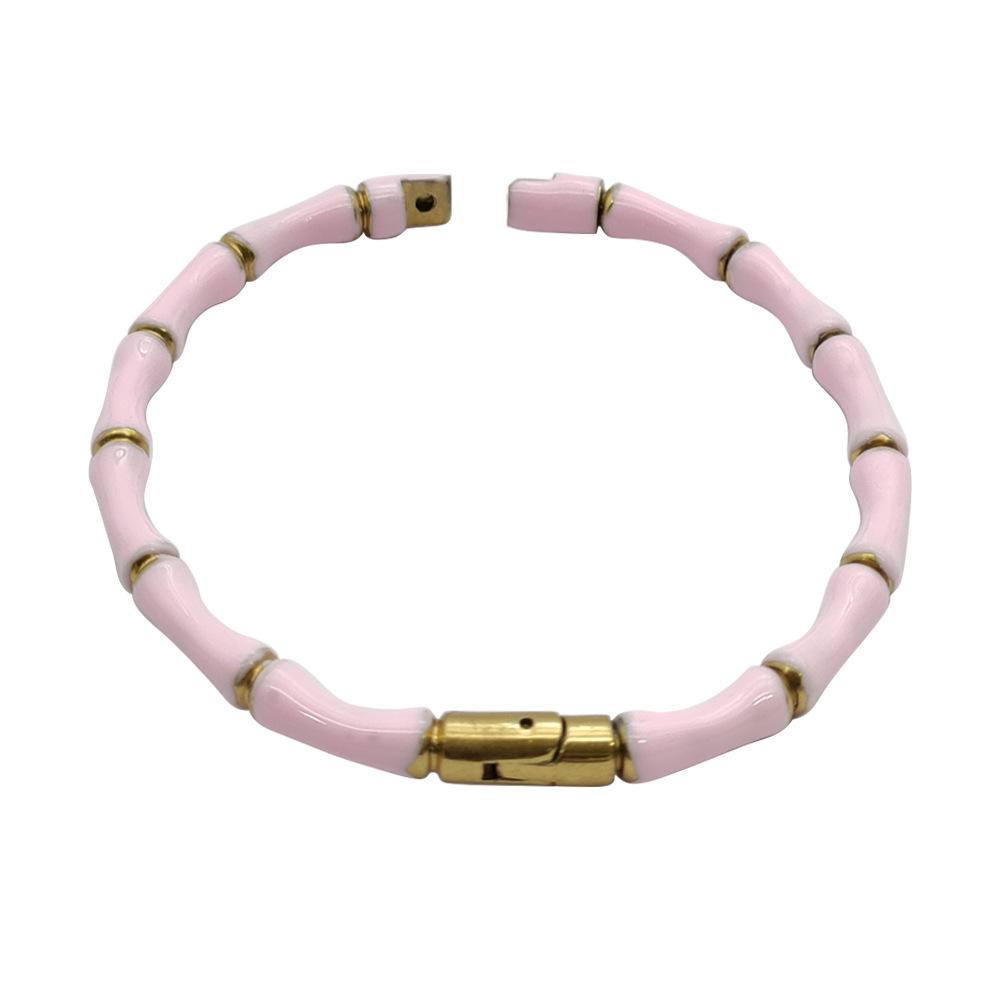Gold Bamboo Pattern Women's Bracelet with Colored Epoxy Resin