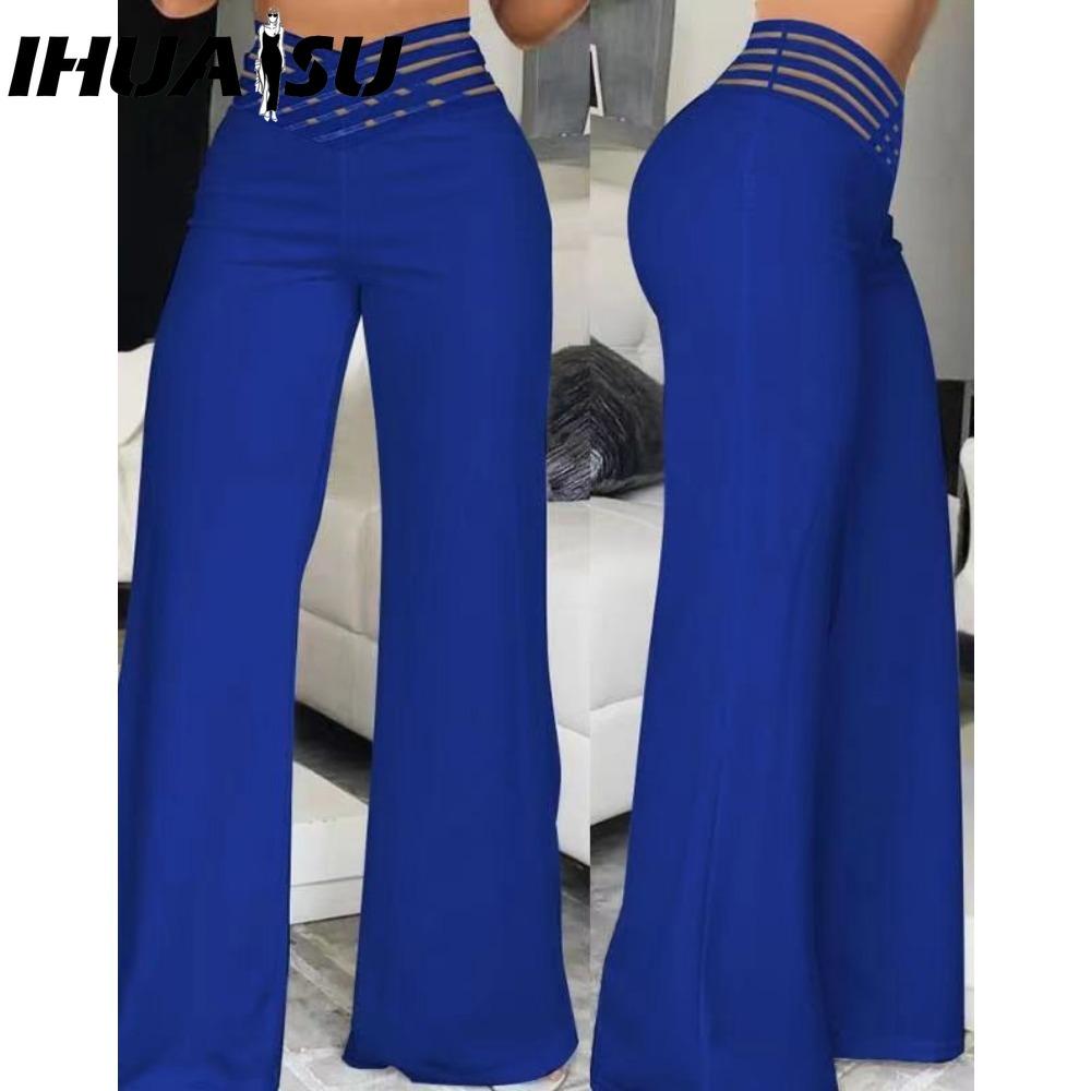

IHUASU Women s Fashion Casual Solid Color Print Pants & Capris XXXL небесный синий