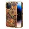 For iPhone 15 Pro Max Card Slots Kickstand Phone Case PU Leather Coated PC+TPU Flower Pattern Printed Cover