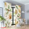 Set Of 2 Flat Printing Merry Christmas Curtains Holly Berries Pine Leaves Digital Printed Polyester Drapes Party Curtain
