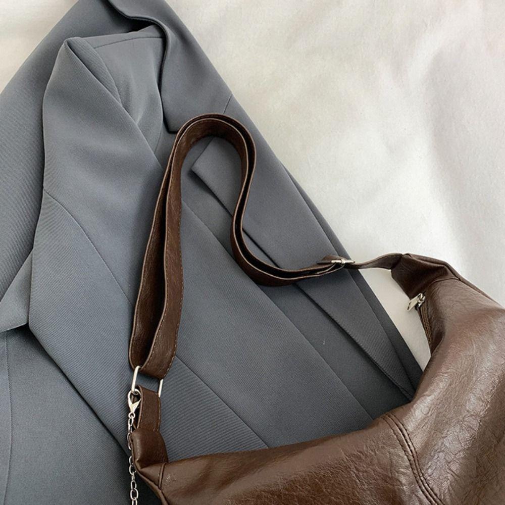 Korean Style Solid Color Crossbody Bag PU Leather Ladies Luxury Tote Bag  Korean Style