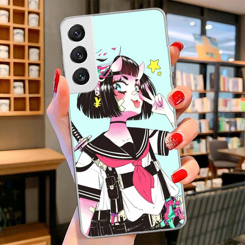

Japanese Style Anime Girl Cover Phone Case For Samsung Galaxy S26 S25 Edge S24 Ultra S23 S22 Plus S21 S20 FE Soft Fundas Shell G Samsung S24