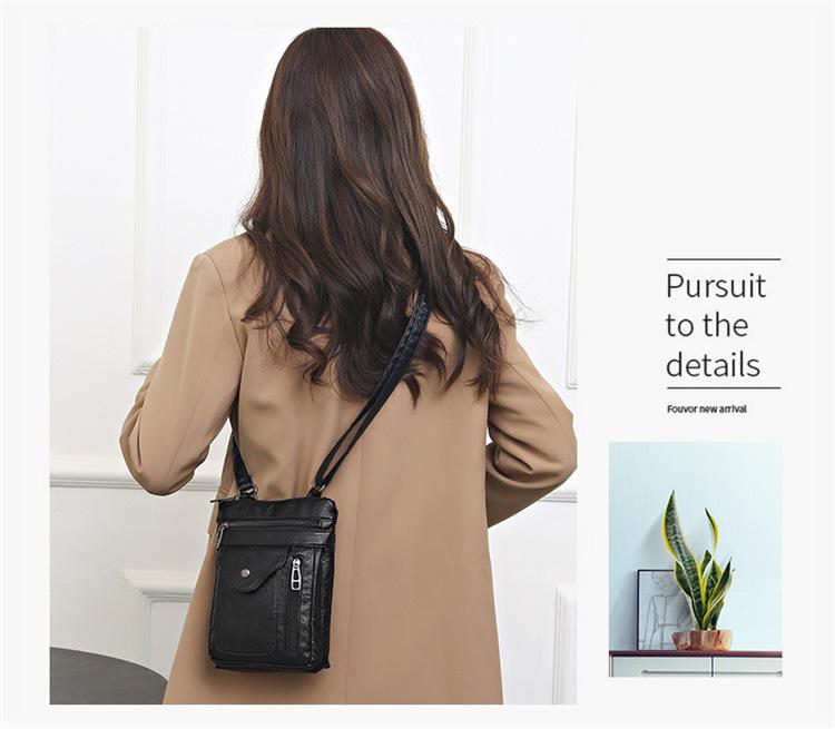 Women's Stylish Retro Crossbody Bag - Soft Leather, European & American Style, Small Shoulder Phone Bag