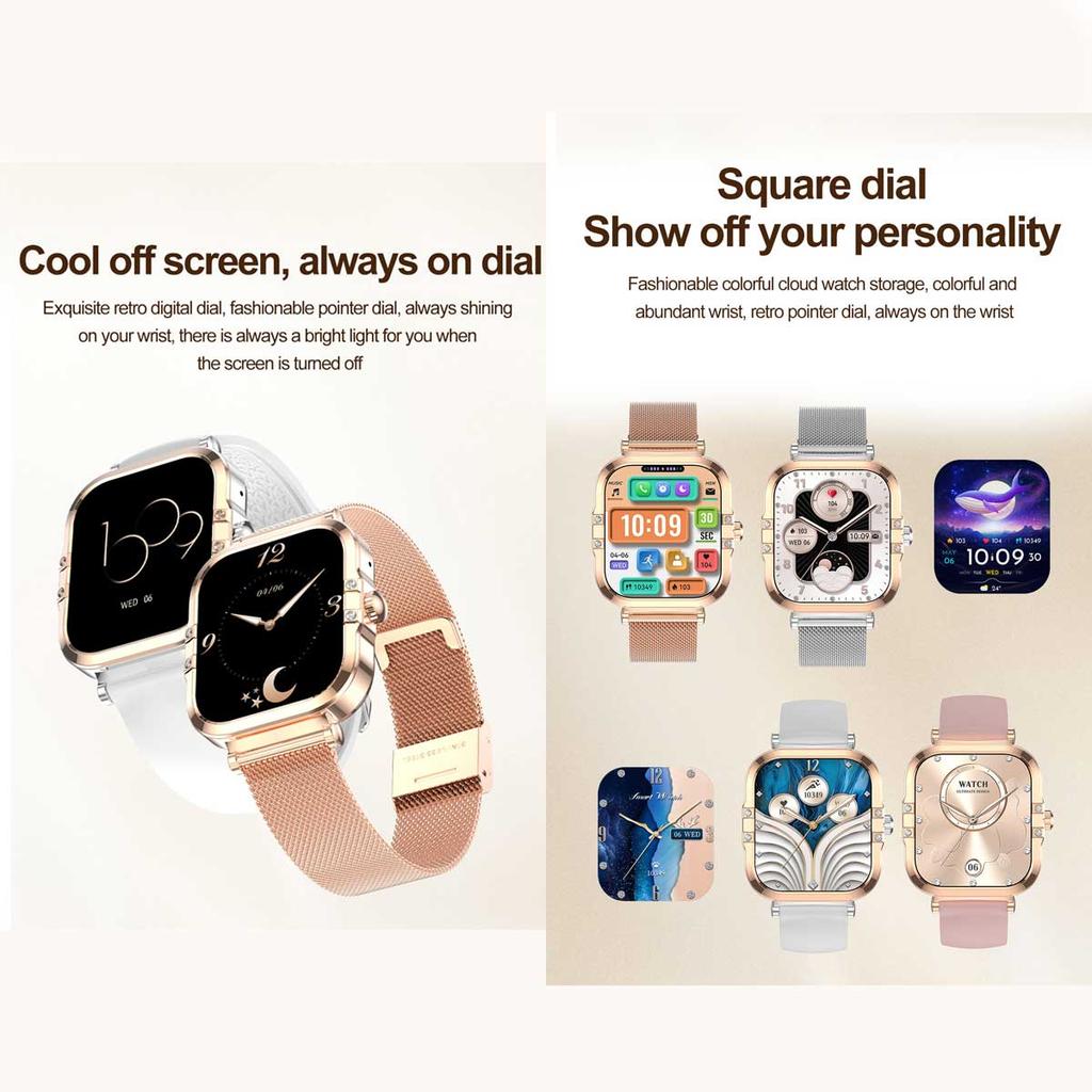 Rose Golden Smart Watch Ultra Thin Luxury Smartwatch Bluetooth Call Custom Dial Health Monitor Fitness Wristwatch for Ladies