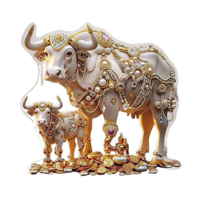 Golden Bull Wealth Gem: Luxury 2D Acrylic Desktop Ornament