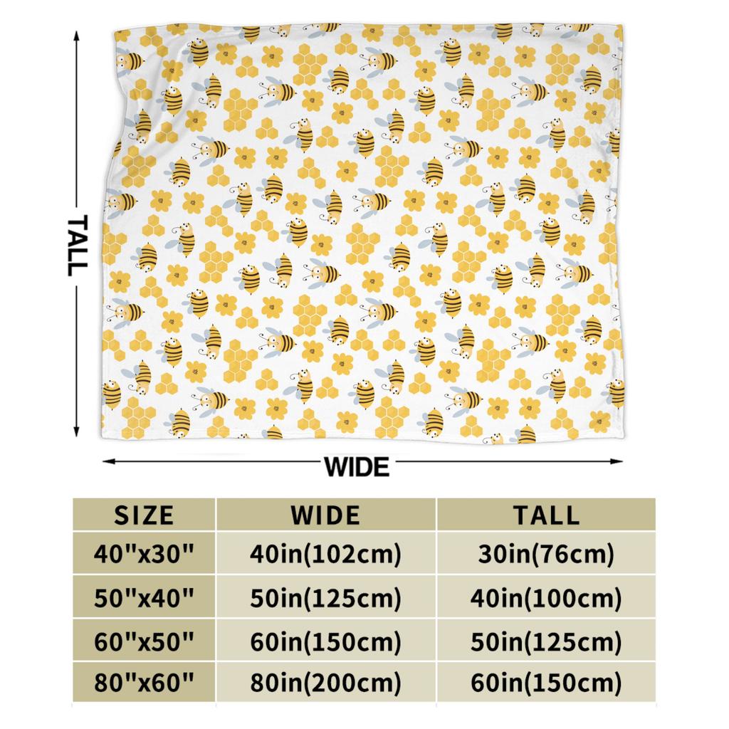 Super Warm Blankets Travel Bee in honeycomb and flowers Throw Blanket  Flannel Bedspread For Couch Chair Pattern Sofa Bed Cover