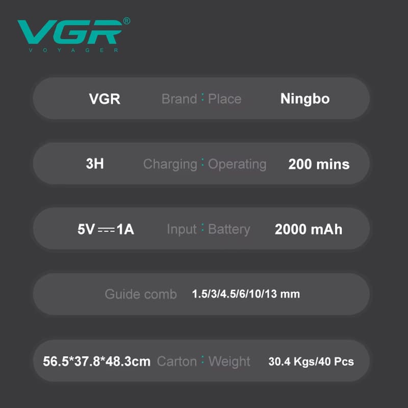 New VGR Home Hair Clipper Gradient Color Oil Head Clipper High-end Hair Trimmer Electric Hair Clipper with LCD Intelligent Digital Display V-656