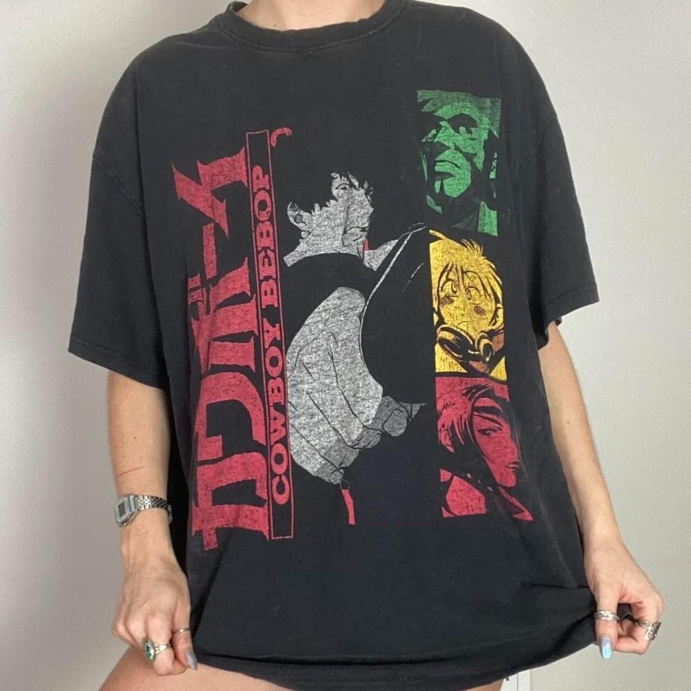 Винтажная черная футболка с коротким рукавом в стиле аниме Cowboy Bebop KV26976 Унисекс M