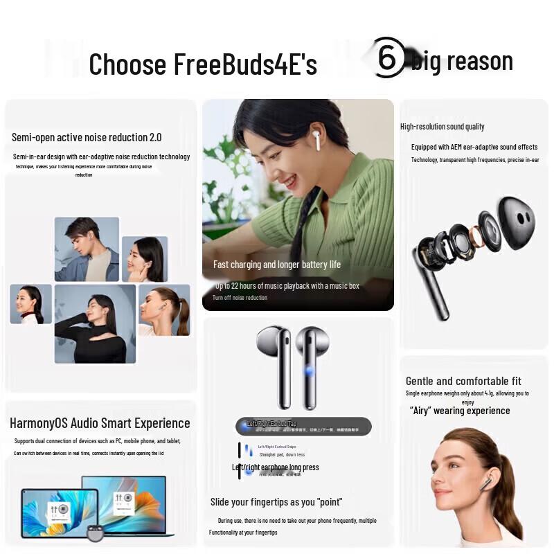 Huawei FreeBuds 4E 2024 True Wireless Bluetooth Earbuds