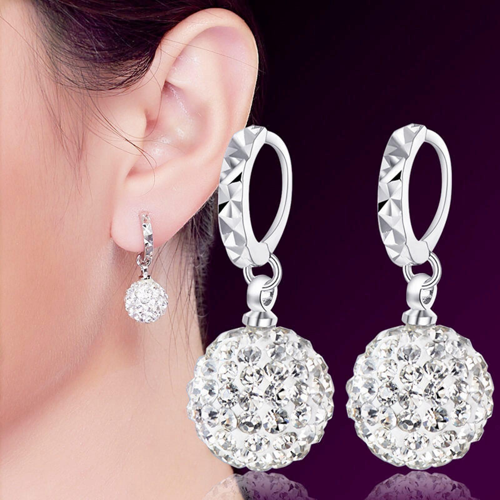 Women Lady Girl Love Elegant Earrings Fashion Shiny Earrings One Size серебряный
