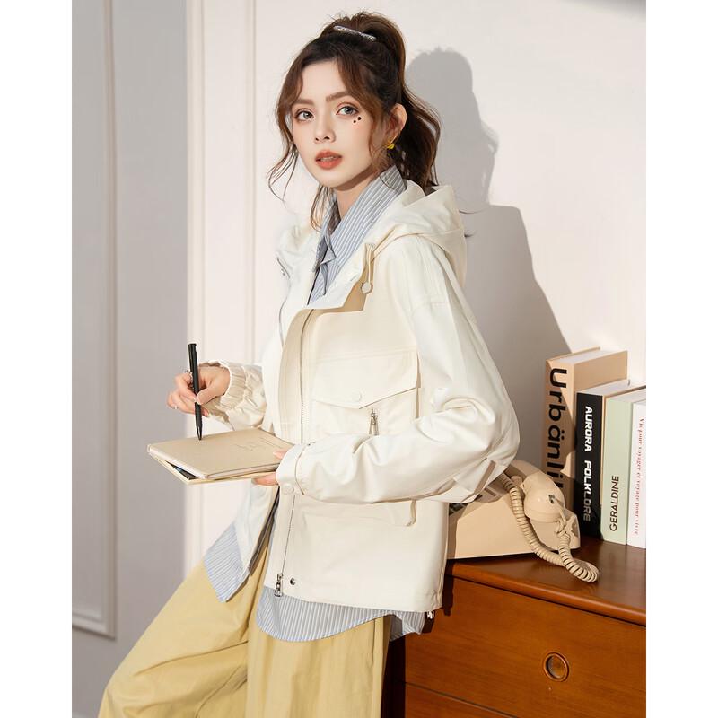 ET BOITE Women's Korean-Style Loose Hooded Utility Jacket