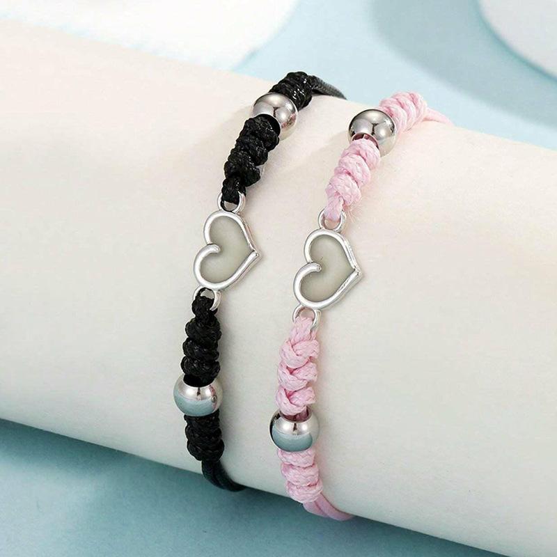 Adjustable Braided Bracelet Comfortable Glowing Heart Bracelet Lucky Knot Bracelet Love Heart Jewelry For Special