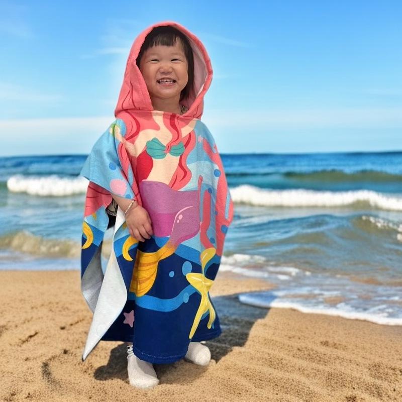 Children's Microfiber Hooded Bath Towel Cloak - Quick-Dry & Absorbent