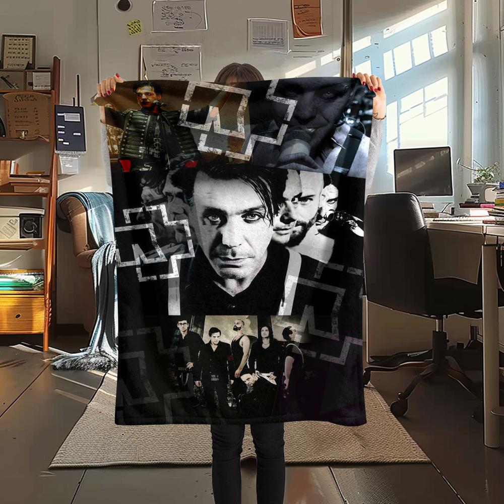 1PC Rammstein Band Print Flannel Blanket, High Quality All Seasons, Home Decor, Warmth and Comfort, Perfect for Christmas Gifts