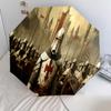 1PC Knightly Crusader Emblem Automatic Umbrella - Suitable Travel Outdoor Portable Umbrella Birthday Gift Daily Essentials